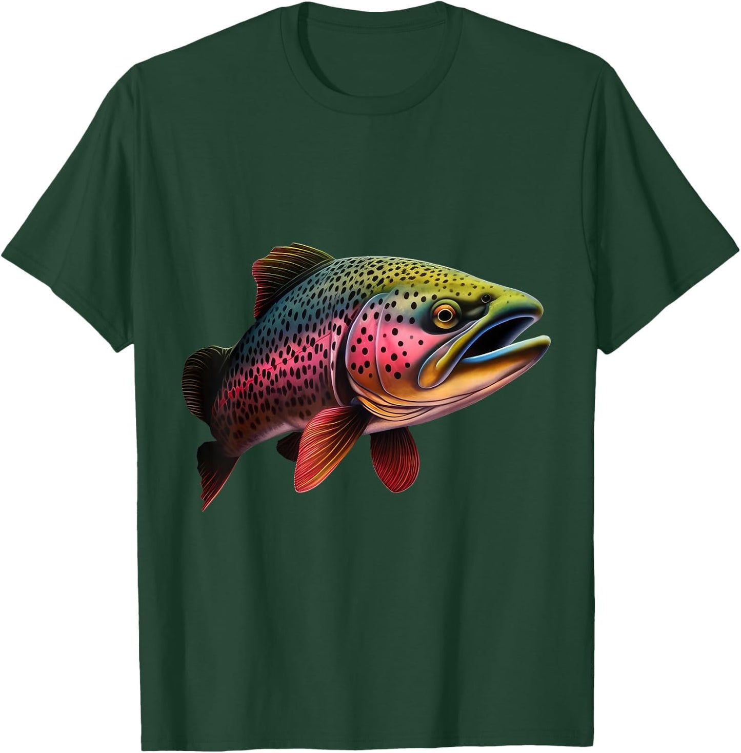 Rainbow Trout Graphic - Bold Fishing Wildlife Design T-Shirt - T-Shirt | Forest