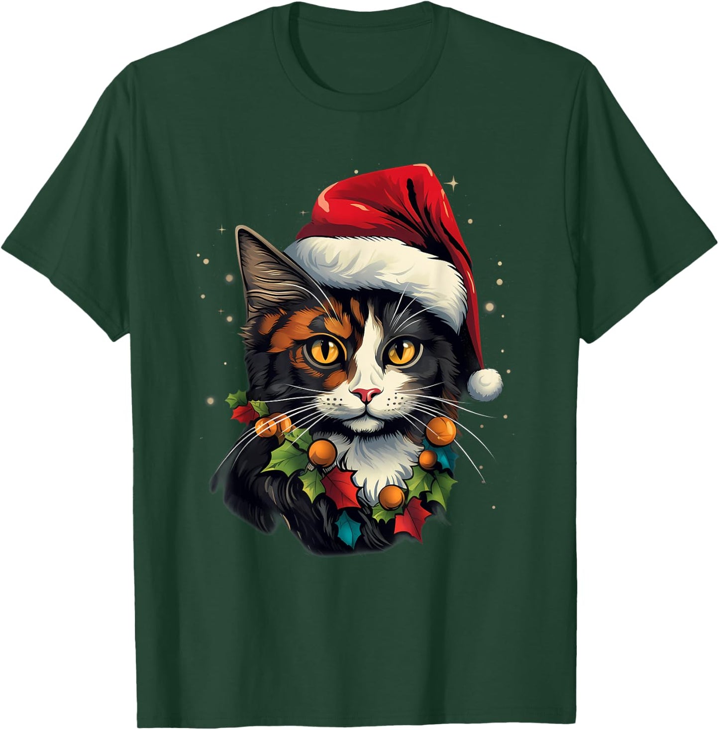 Merry Xmas Calico Cat Christmas T-Shirt - T-Shirt | Forest