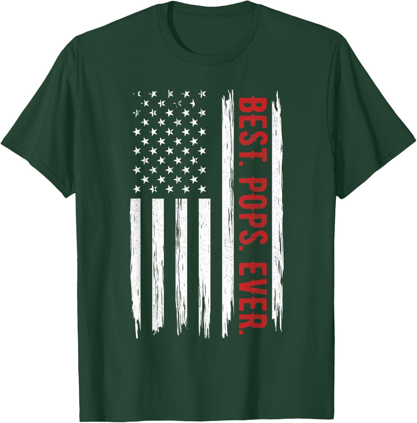 Best Pops Ever With US American Flag Gift Father's Day T-Shirt - T-Shirt | Forest