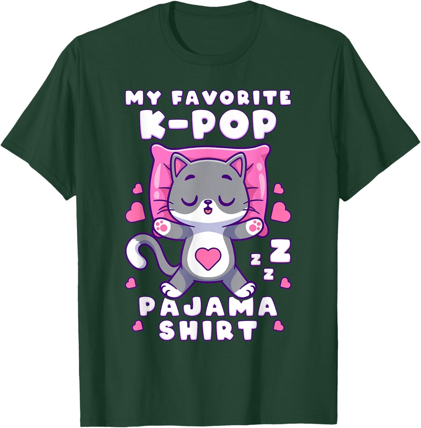 K-Pop Music Sleeping Cat K-Pop Pajamas T-Shirt - T-Shirt | Forest