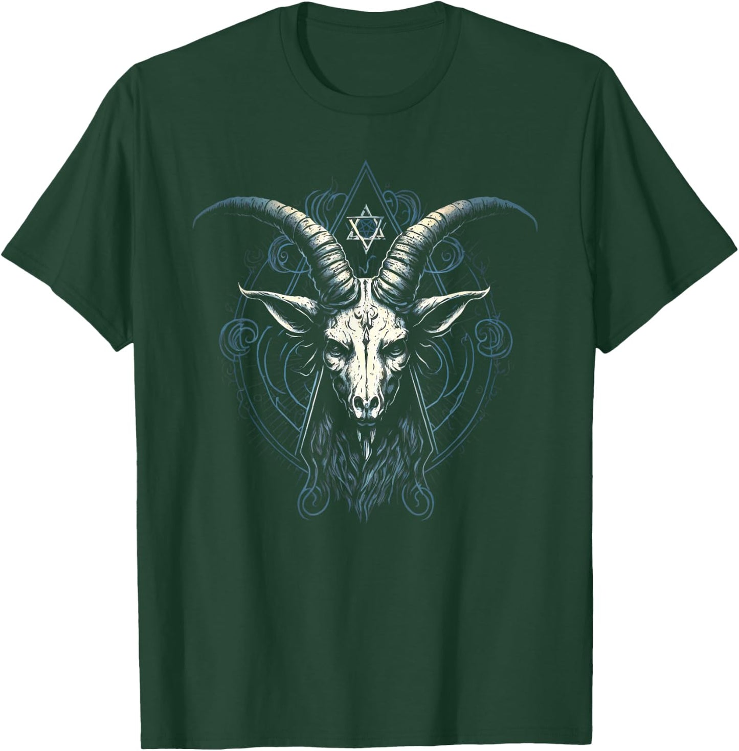 Satan Pentagram Baphomet Illustration Devil Satanic Hexagram T-Shirt - T-Shirt | Forest