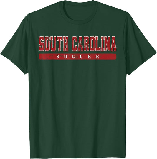 South Carolina Soccer Red Vintage Text T-Shirt - T-Shirt | Forest
