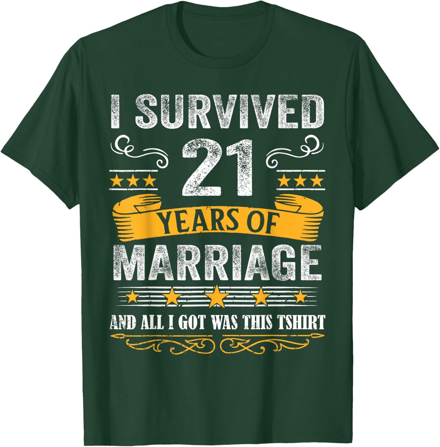 21st Wedding Anniversary shirt Couples Husband Wife 21 Years T-Shirt - T-Shirt | Forest