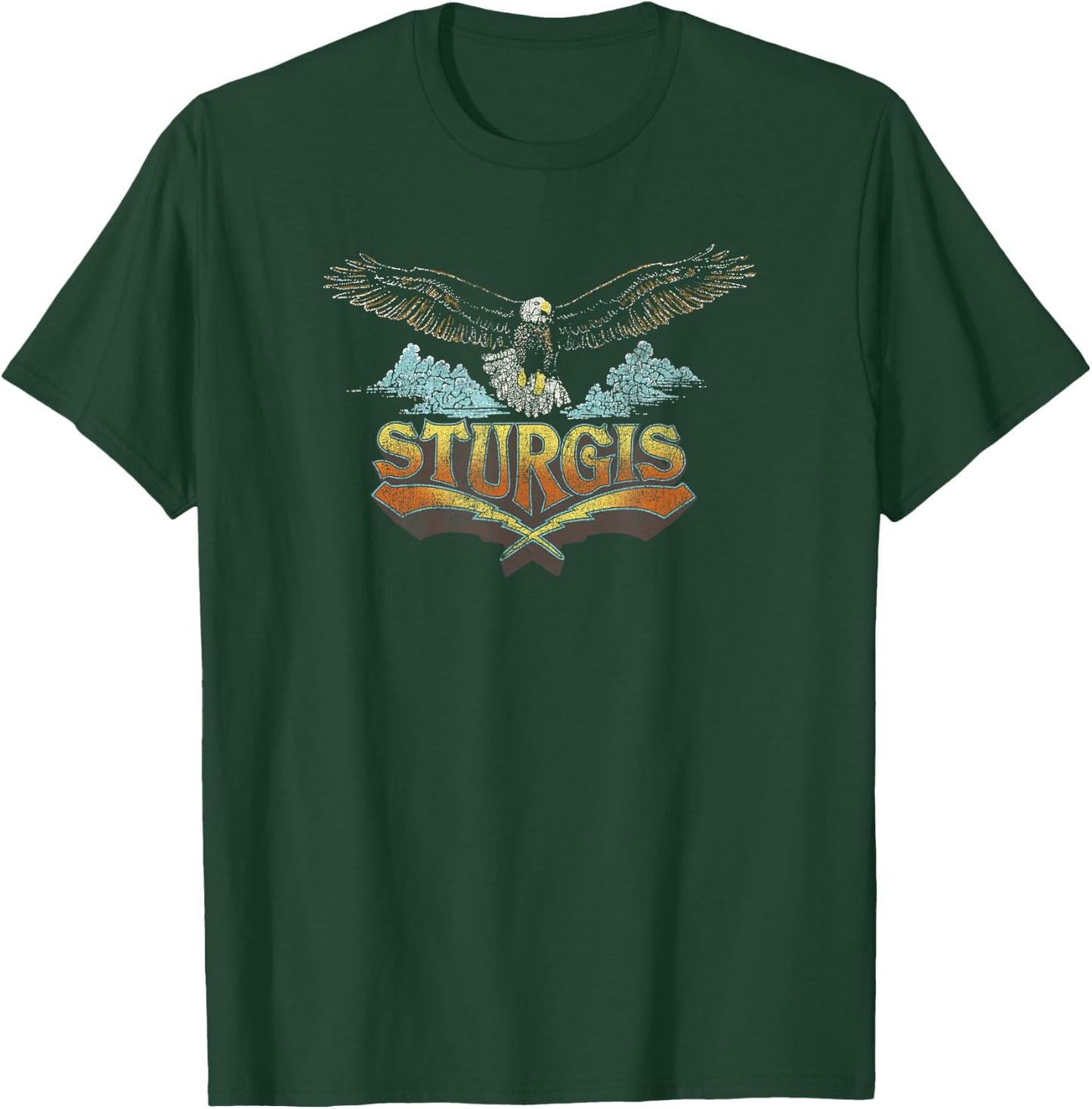 Trendy Sturgis Eagle Biker Centered Design T-Shirt - T-Shirt | Forest