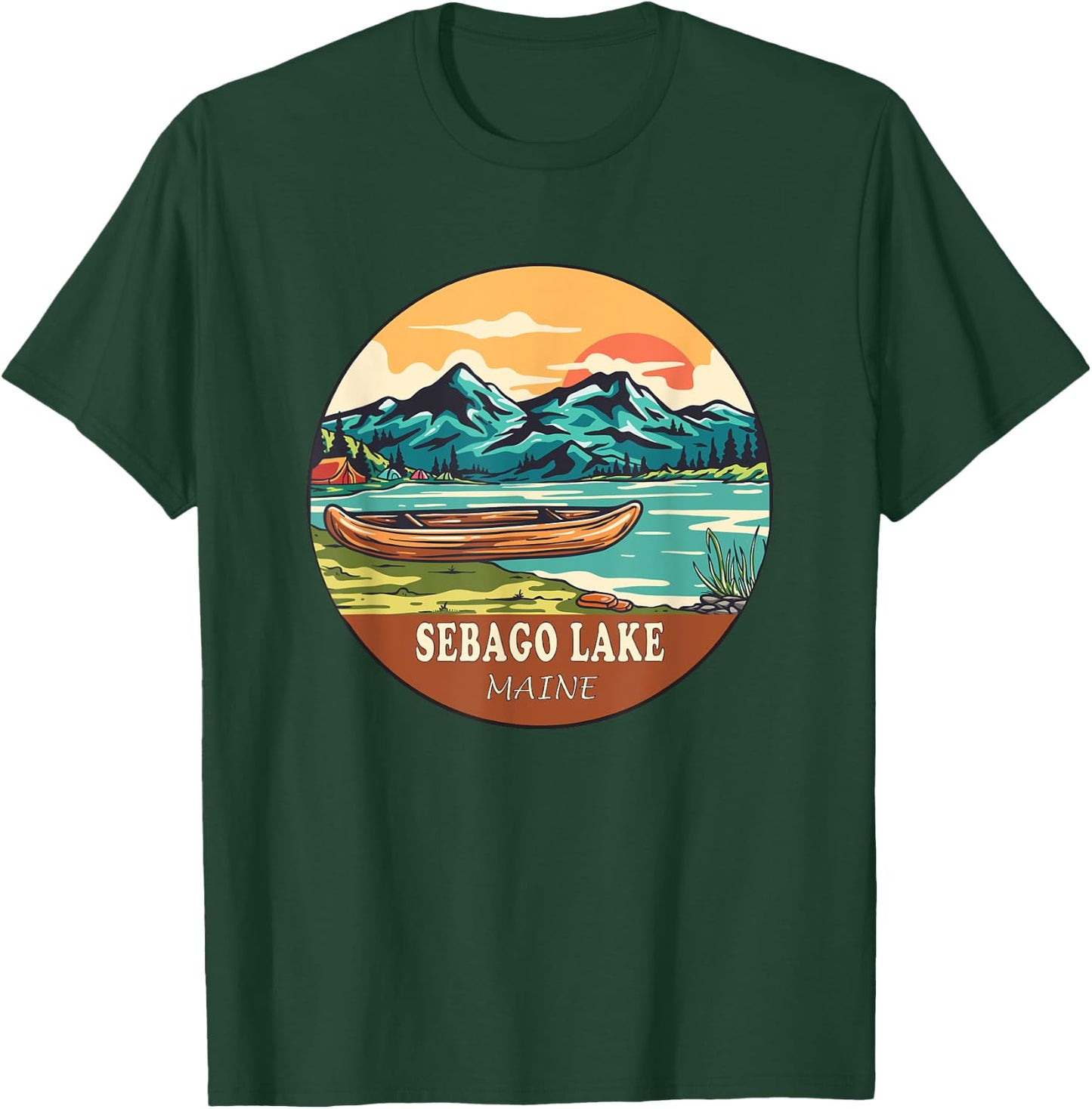 Sebago Lake Vintage Vacation Maine T-Shirt - T-Shirt | Forest