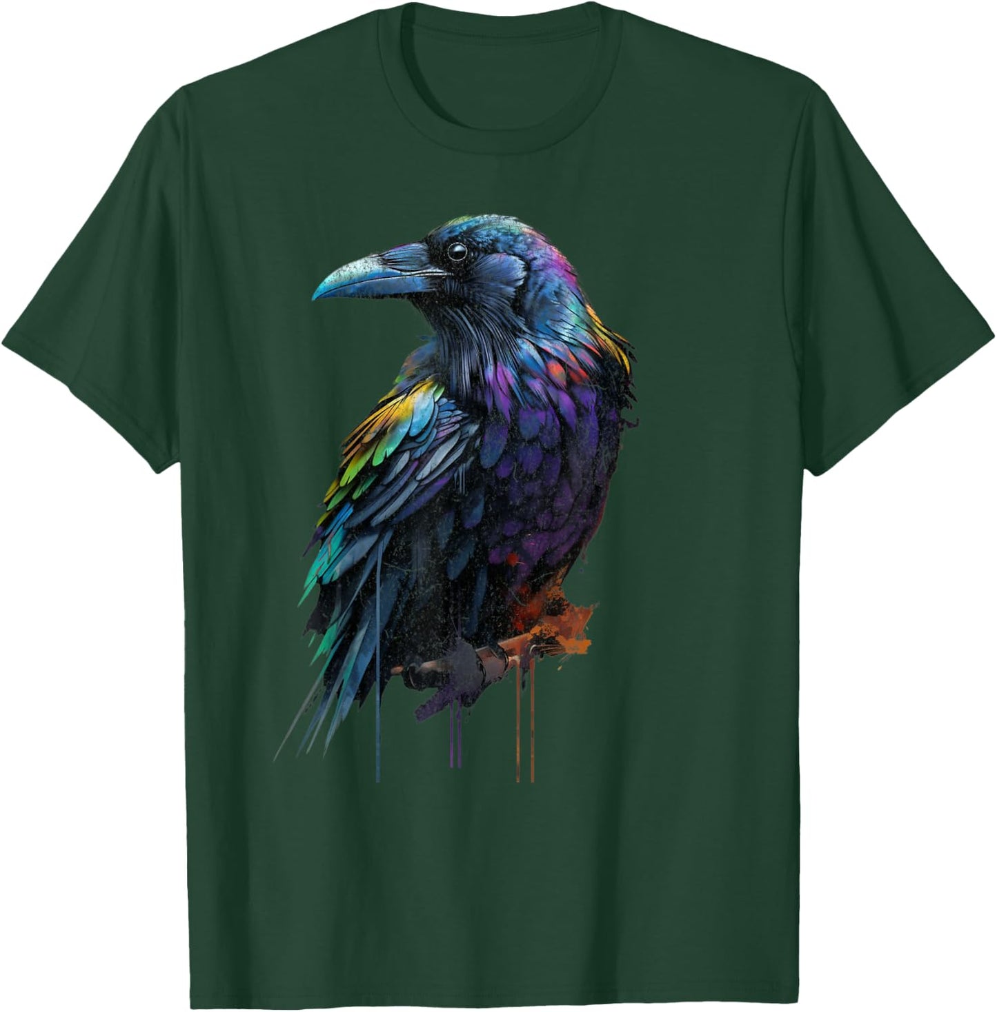 Colorful Cute Raven Crow Birding Bird Animal Lover Retro T-Shirt - T-Shirt | Forest