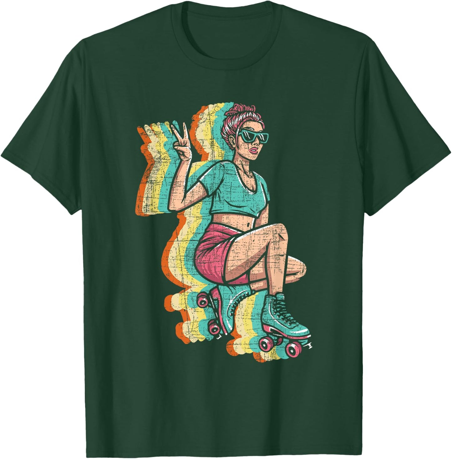 Retro Roller Skater Girl - Roller Skating Roller Derby T-Shirt - T-Shirt | Forest