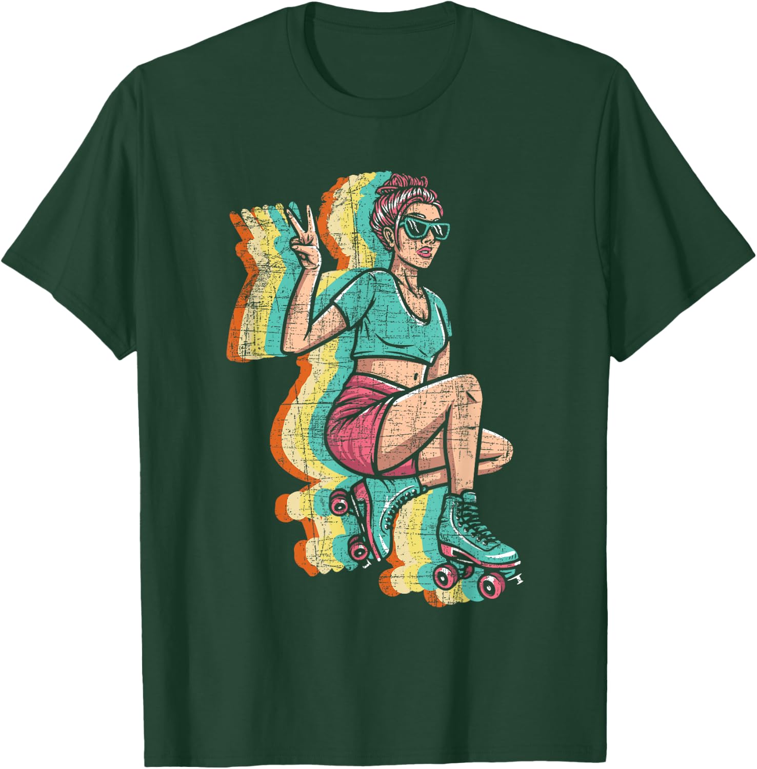 Retro Roller Skater Girl - Roller Skating Roller Derby T-Shirt - T-Shirt | Forest
