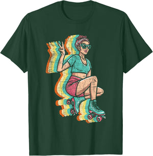 Retro Roller Skater Girl - Roller Skating Roller Derby T-Shirt - T-Shirt | Forest