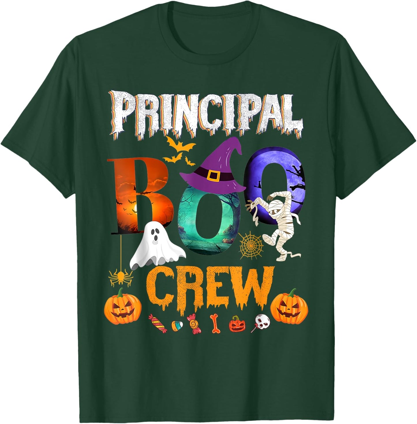 Principal Boo Crew Teacher Student Funny Halloween Costume Women Kids T-Shirt - T-Shirt | Forest