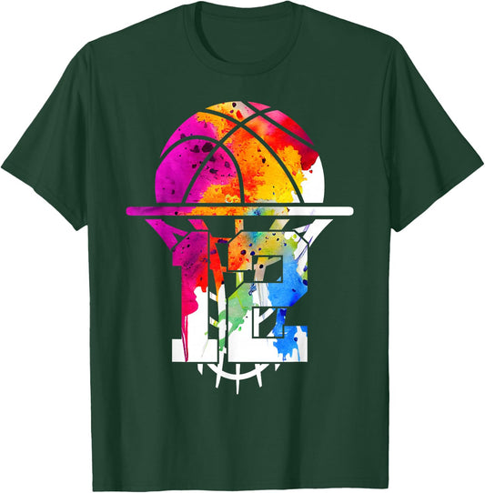 12 Years Basketball 12th Birthday T-Shirt - T-Shirt | Forest