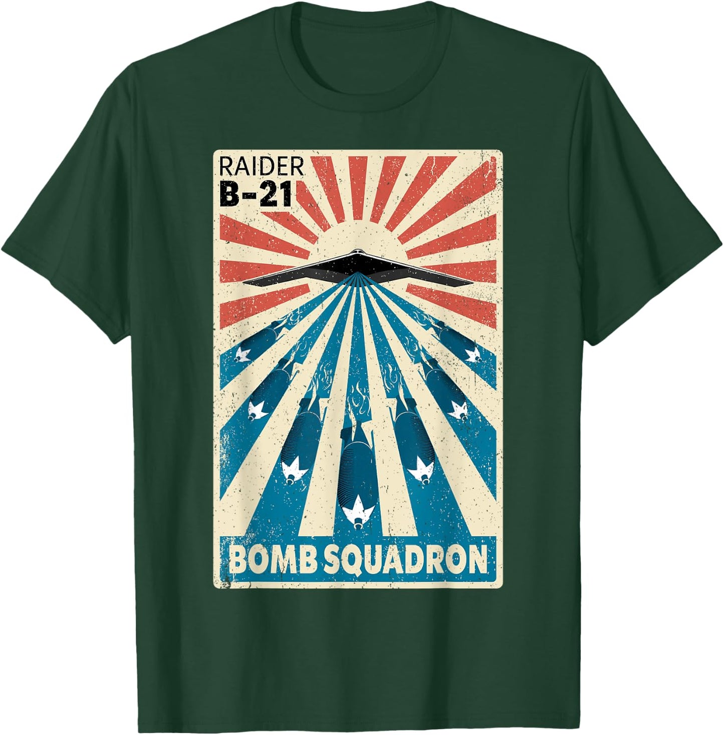 B-21 Raider Stealth Bomber Vintage Bomb Squadron Poster T-Shirt - T-Shirt | Forest