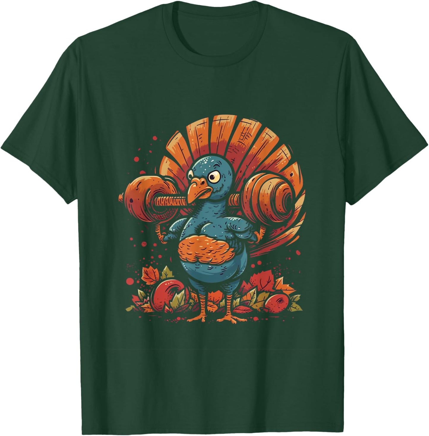 Turkey Bodybuilder Thanksgiving Day Gym Fitness Workout T-Shirt - T-Shirt | Forest