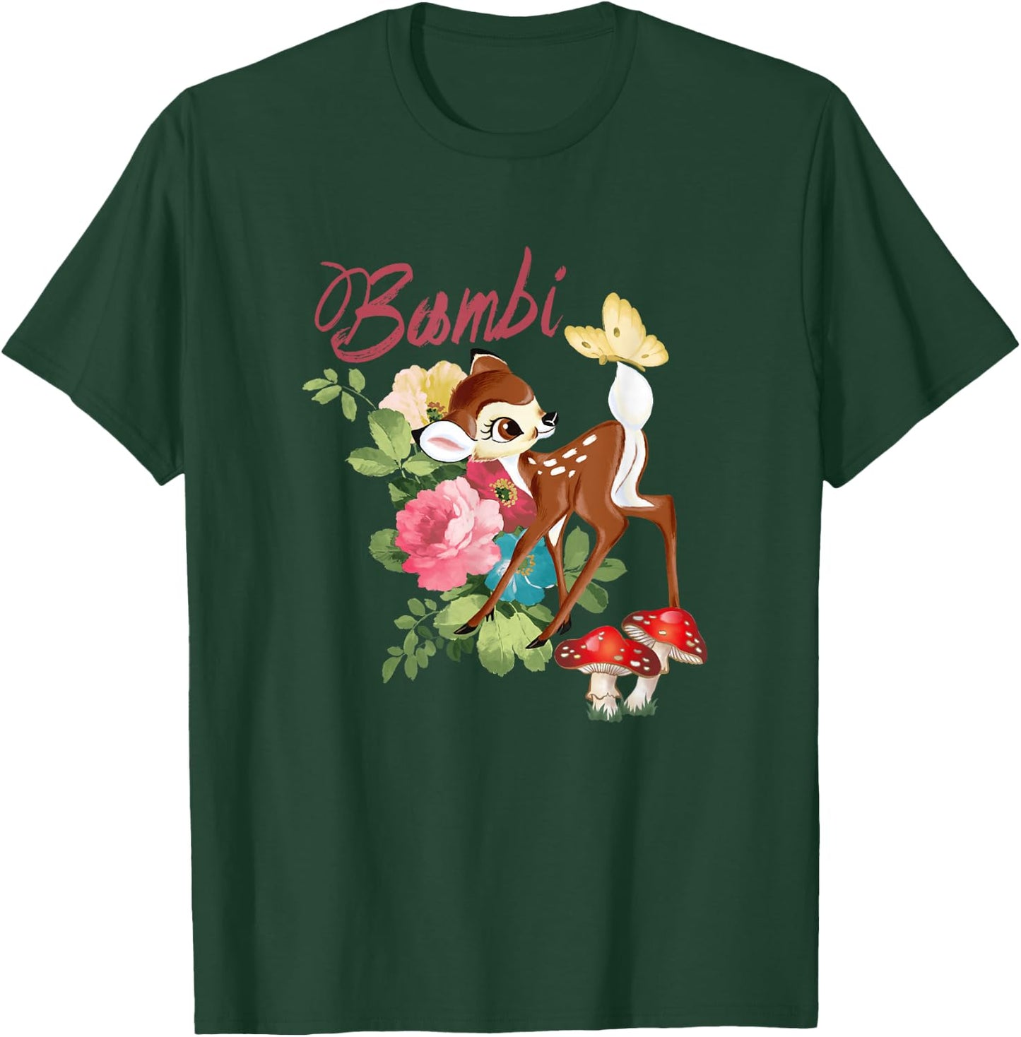 Disney Bambi Cute and Playful Watercolor Retro Portrait T-Shirt - T-Shirt | Forest
