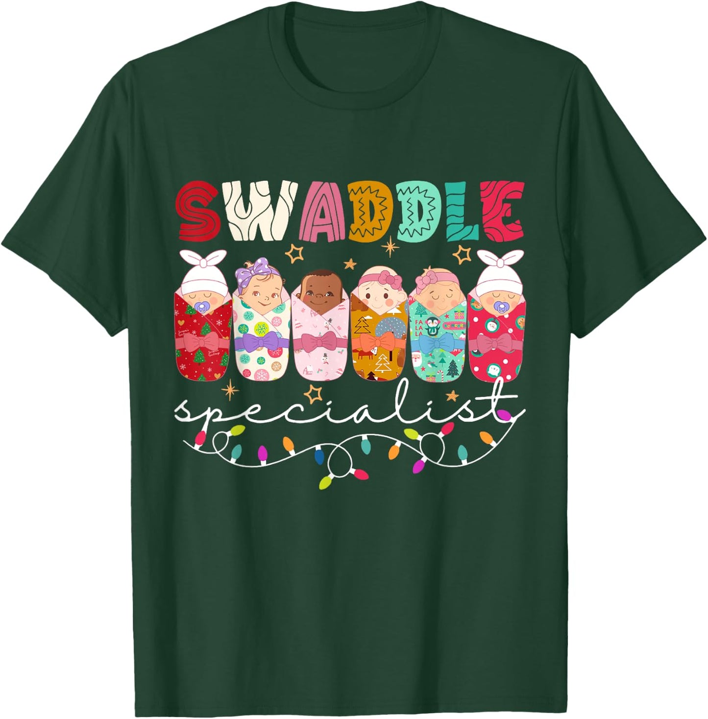 Swaddle Specialist NICU Mother Baby Nurse ICU PICU Christmas T-Shirt - T-Shirt | Forest