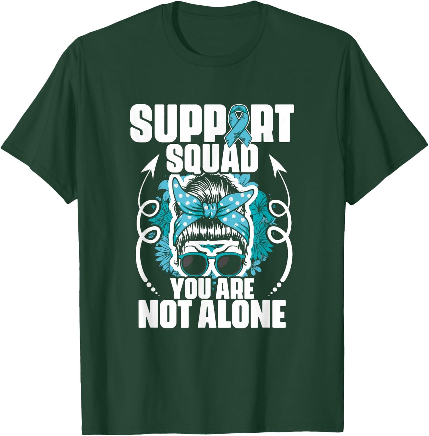 Cervical Support Squad - Ovarian Cancer Teal Cervical Cancer T-Shirt - T-Shirt | Forest