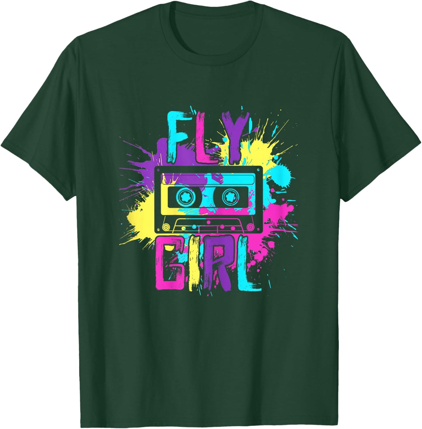 Fly Girl Hip Hop 80s 90s cassette B-girl T-Shirt - T-Shirt | Forest