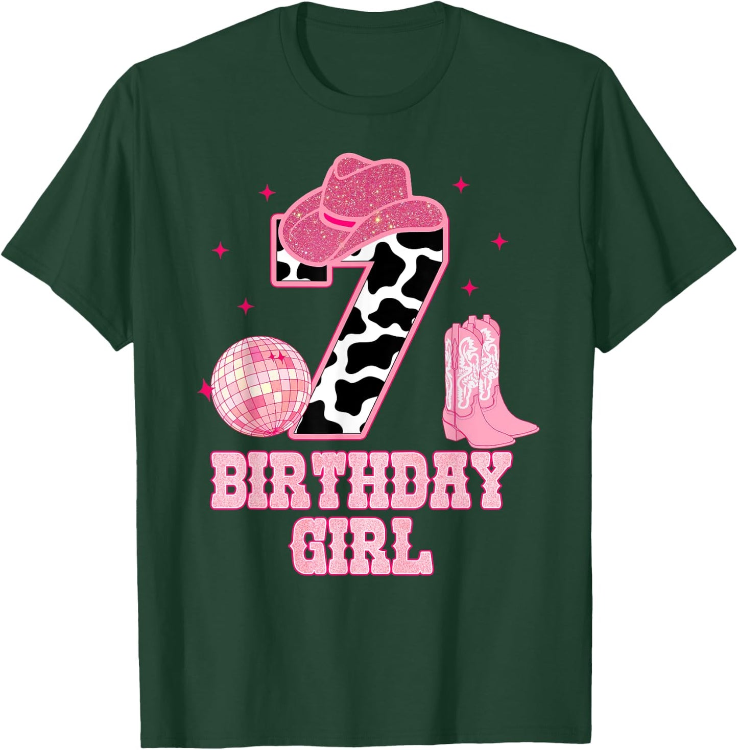 Happy 7th Birthday Girl Outfit Rodeo Western Cowgirl Cowboy T-Shirt - T-Shirt | Forest