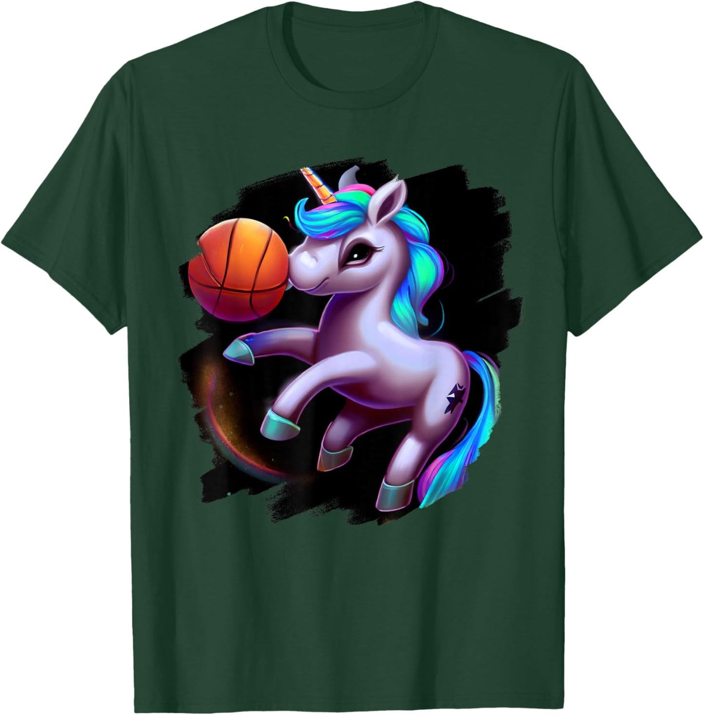 Unicorn Playing Basketball Cool Funny Unicorns Basketball T-Shirt - T-Shirt | Forest