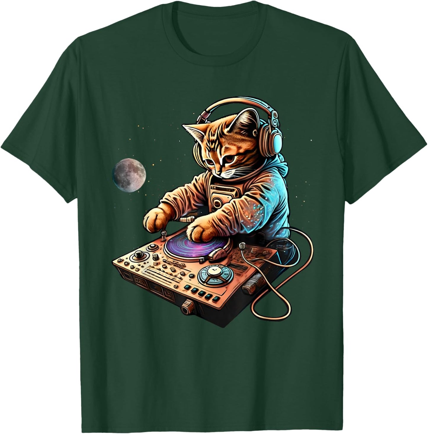 DJ Cat, Cute Space Cat Disc Jockey Cat in Astronaut Suit T-Shirt - T-Shirt | Forest