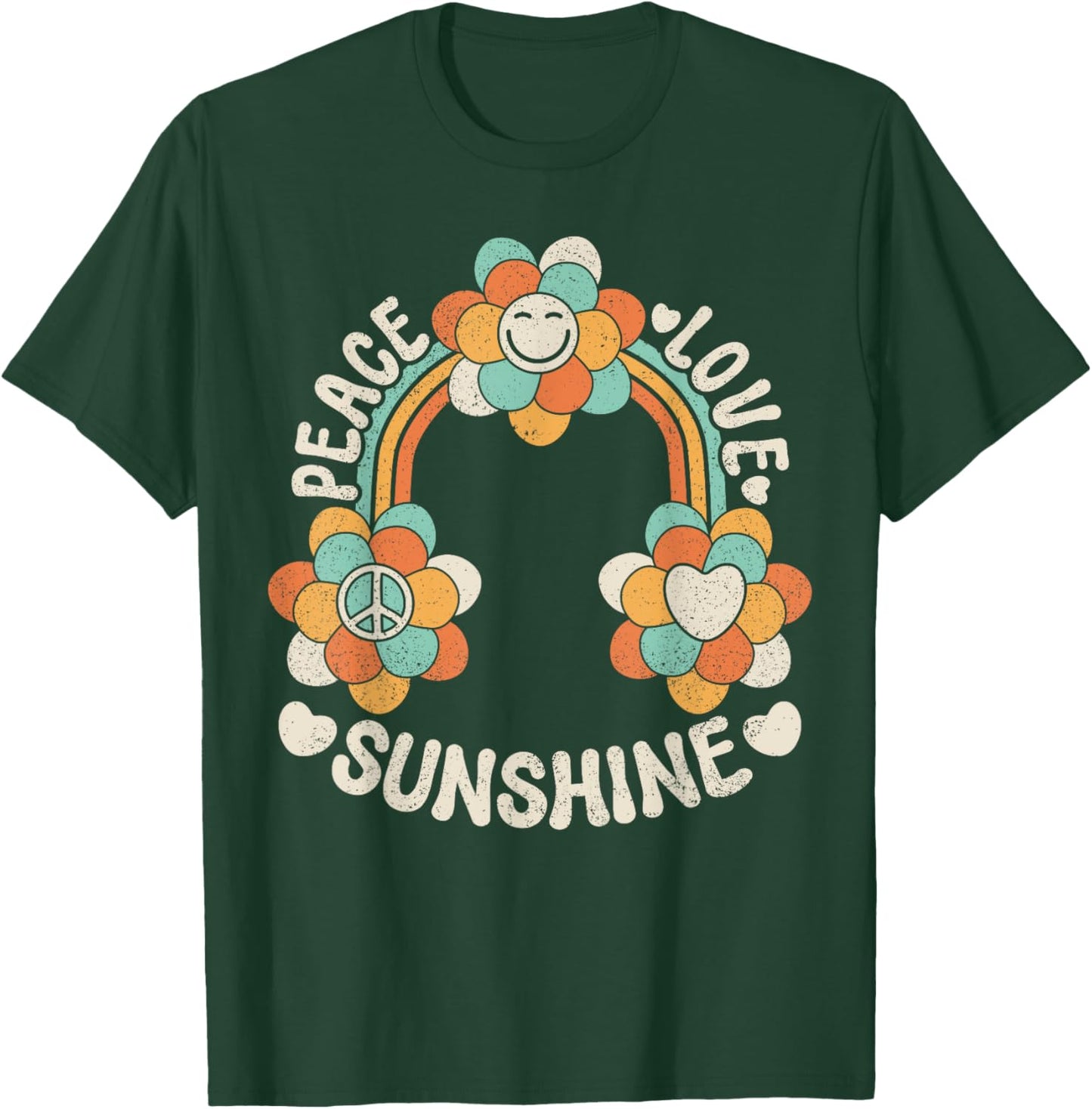 60s 70s Groovy Rainbow Outfit Hippie Peace Love Sunshine Women Kids T-Shirt - T-Shirt | Forest
