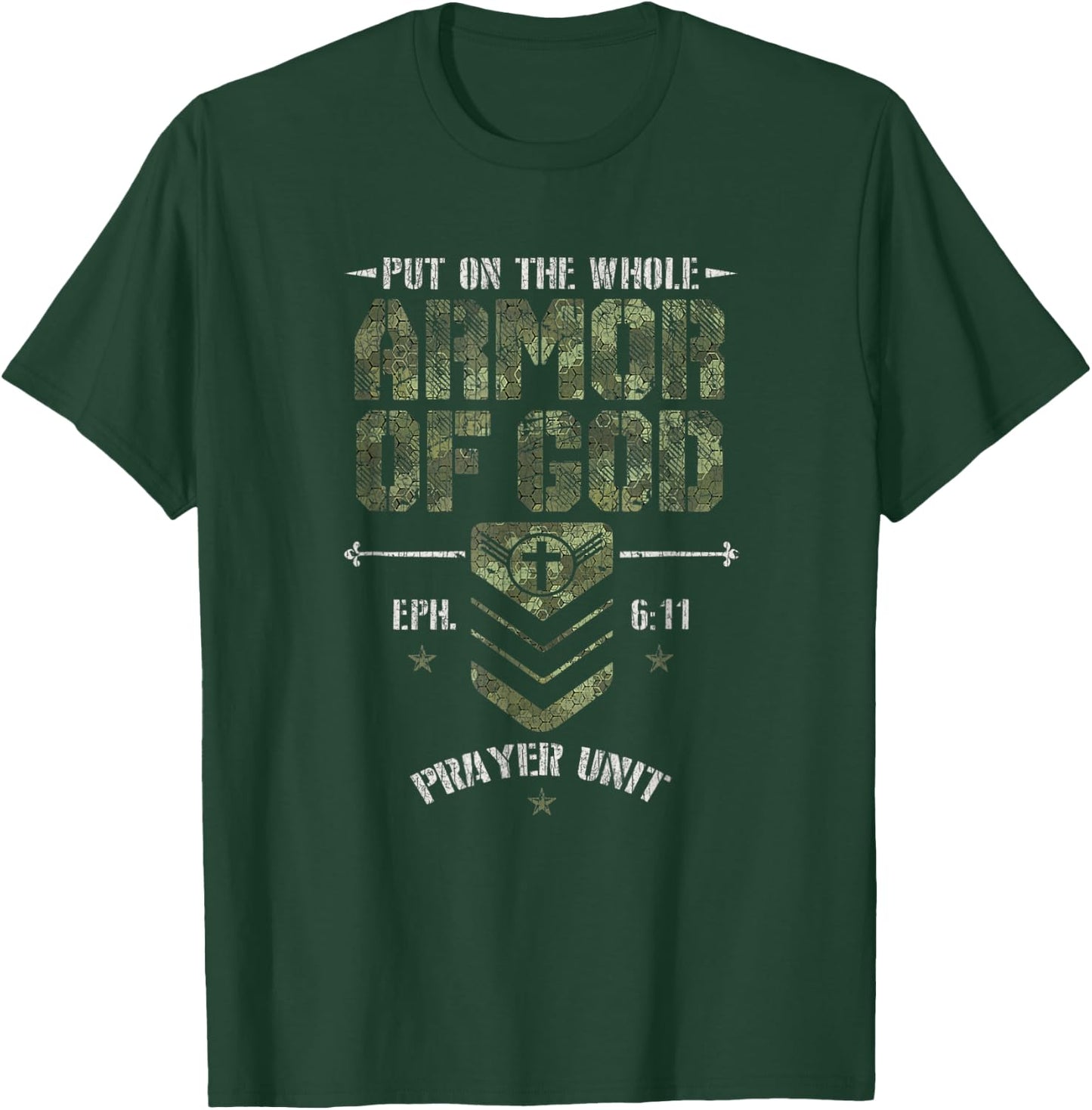 Vintage Camo Armor Of God Christians Religious Camouflage T-Shirt - T-Shirt | Forest