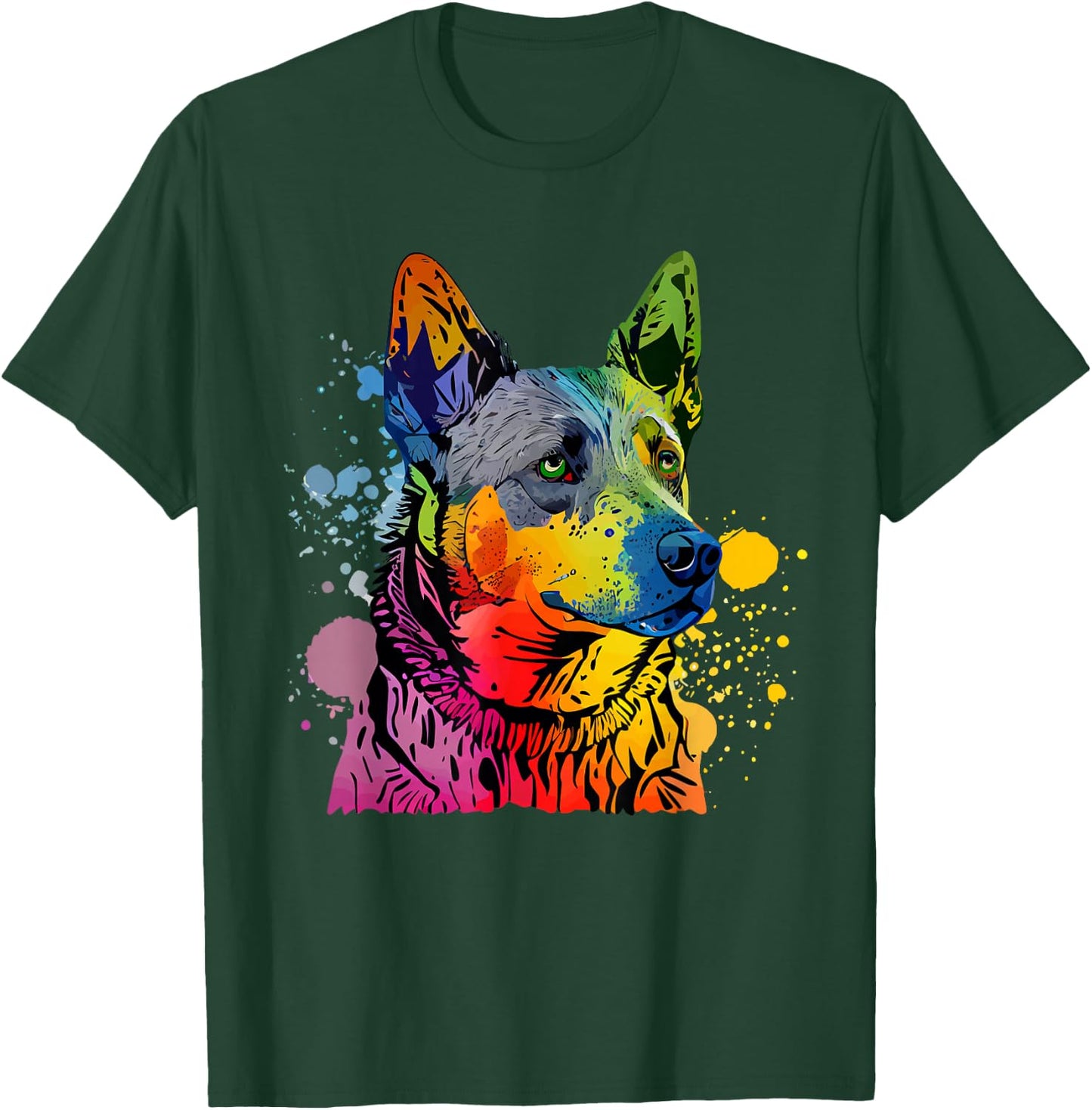 Australian Cattle Dog Heeler Colorful Pop Art Splash Art T-Shirt - T-Shirt | Forest