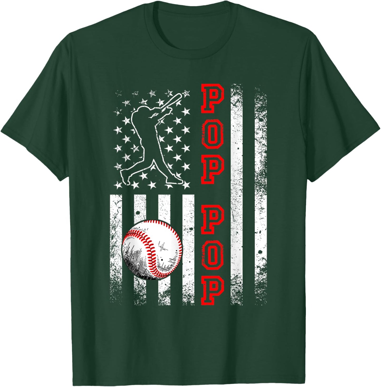 Baseball Pop Pop American Flag Funny Vintage Baseball Lovers T-Shirt - T-Shirt | Forest