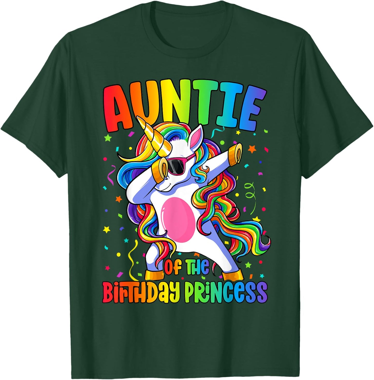 Auntie of the Birthday Princess Girl Dabbing Unicorn T-Shirt - T-Shirt | Forest