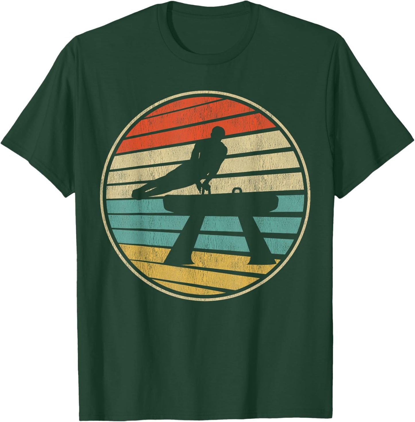 Cute Pommel horse Gift Retro Vintage 70s 80s Gymnastics Fun T-Shirt - T-Shirt | Forest