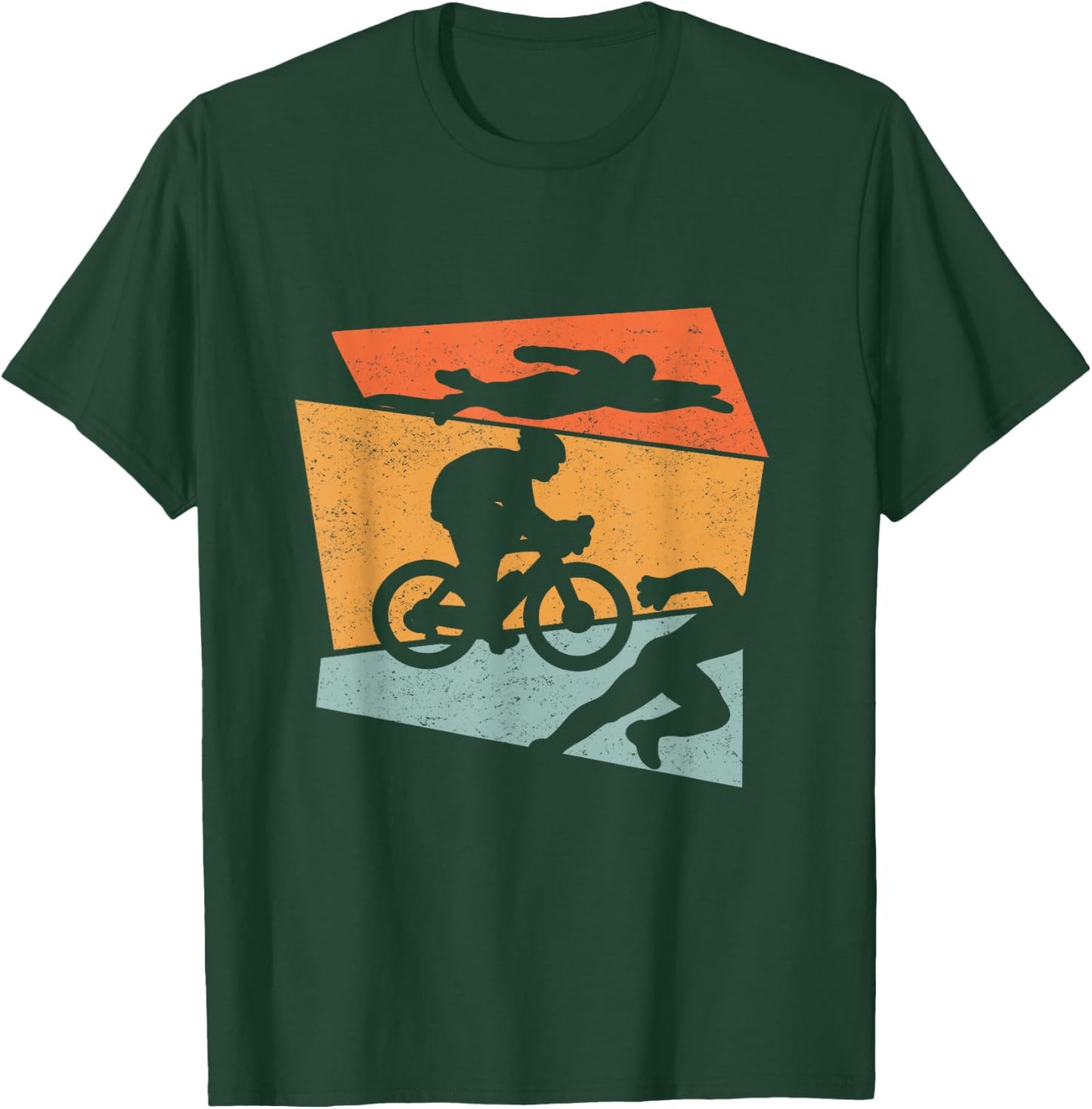 Triathlon Vintage Retro Swimming Cycling Running Athlete SC T-Shirt - T-Shirt | Forest