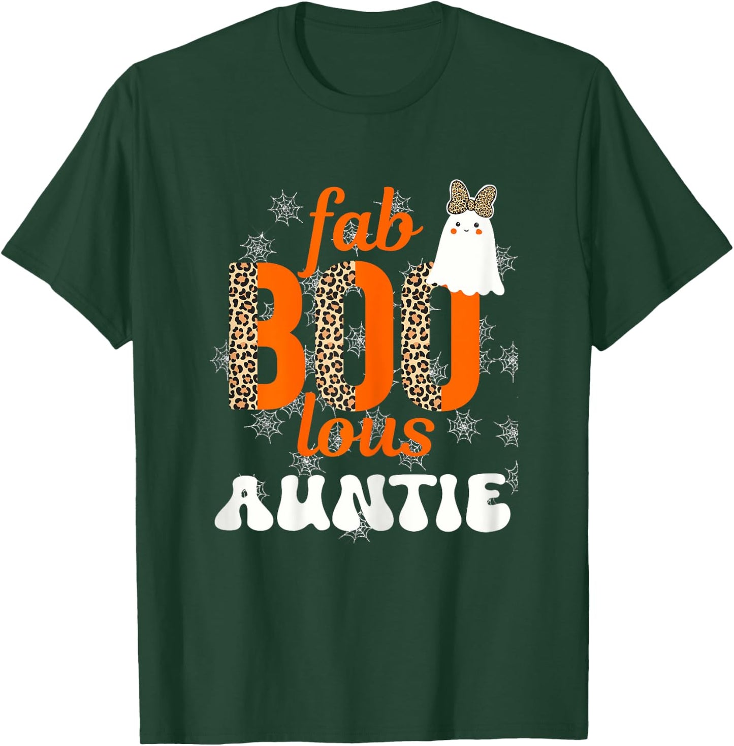 Fab BOO lous Auntie Leopard Halloween Ghost Sheet T-Shirt - T-Shirt | Forest