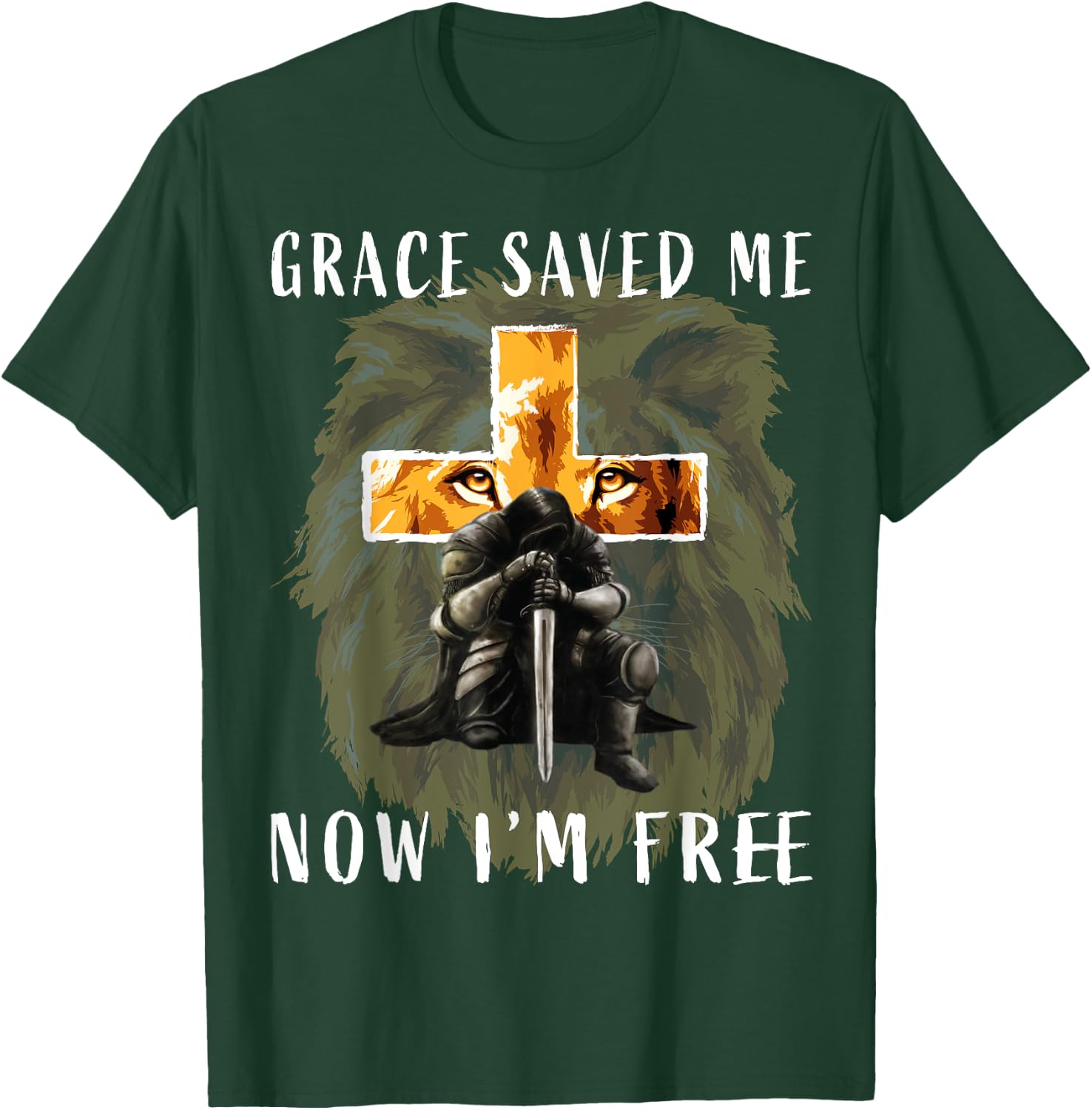 Grace Saved Me Christian Religious Sayings Lion Graphic Men T-Shirt - T-Shirt | Forest