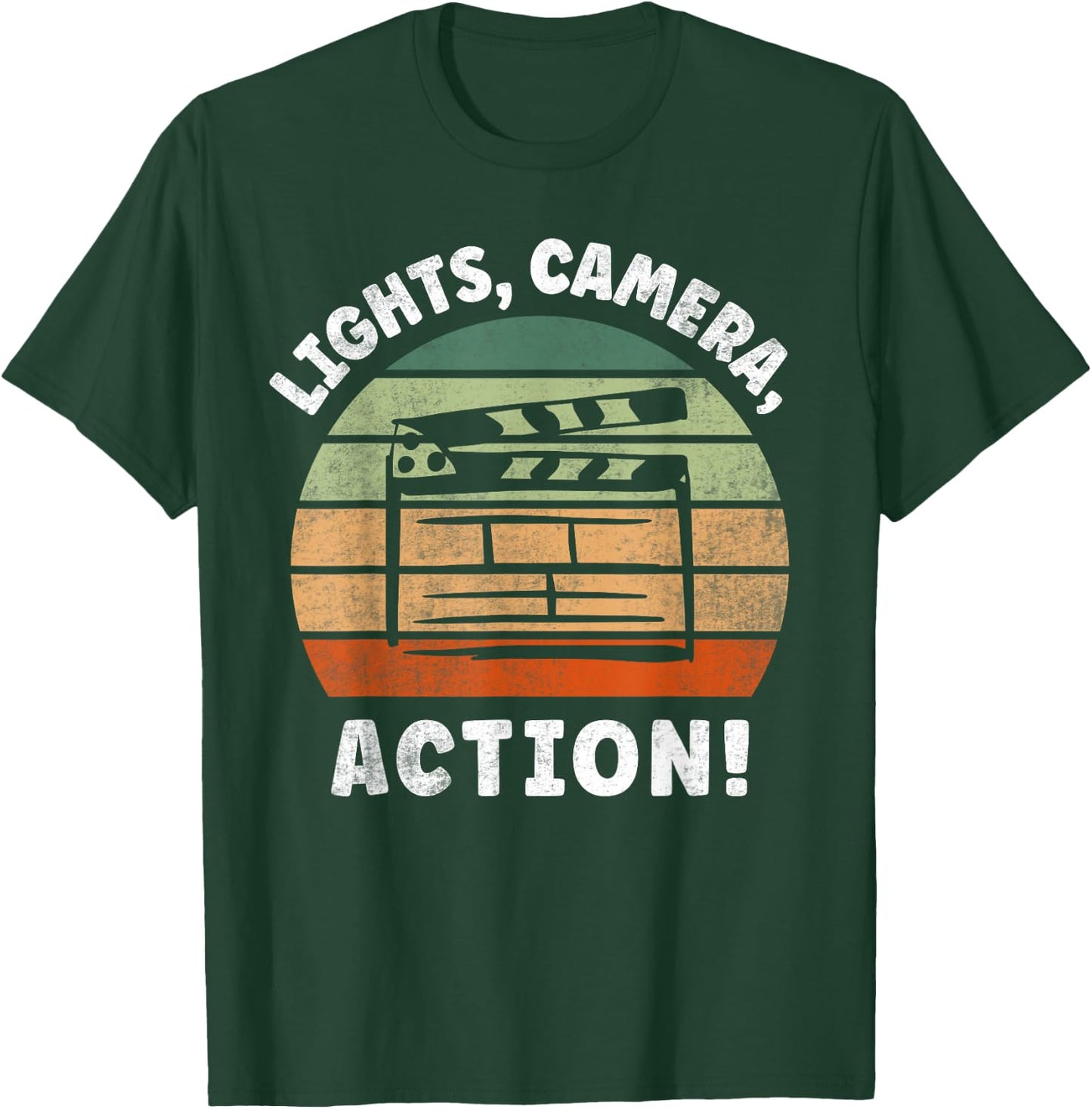 Lights Camera Action Movie Director Movie Clapper Board T-Shirt - T-Shirt | Forest