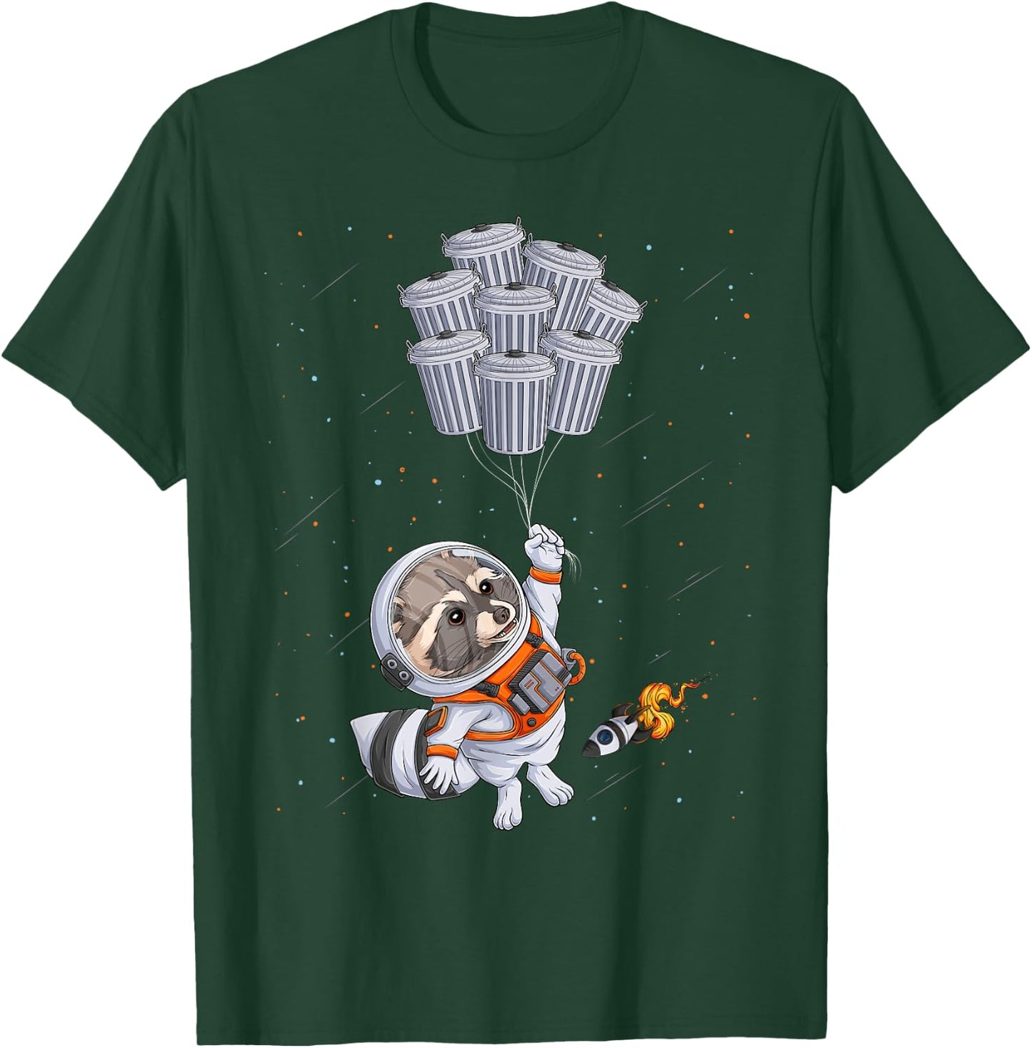 Astronaut animal funny Raccoon Moon trash cans space T-Shirt - T-Shirt | Forest
