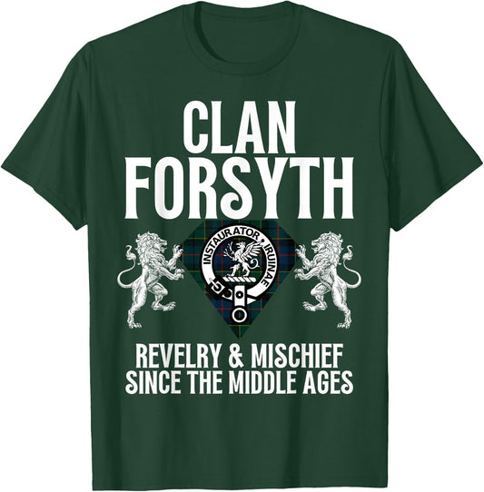 Forsyth Clan Scottish Name Coat Of Arms Tartan Family Party T-Shirt - T-Shirt | Forest