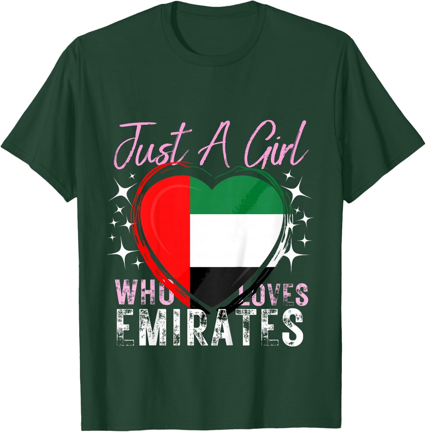 Just A Girl Who Loves UAE Emirates Heart Flag for Girls T-Shirt - T-Shirt | Forest