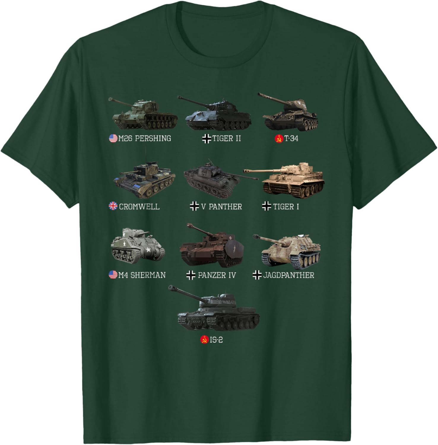 World Tanks Type American Enthusiast Military Lover Machine T-Shirt - T-Shirt | Forest