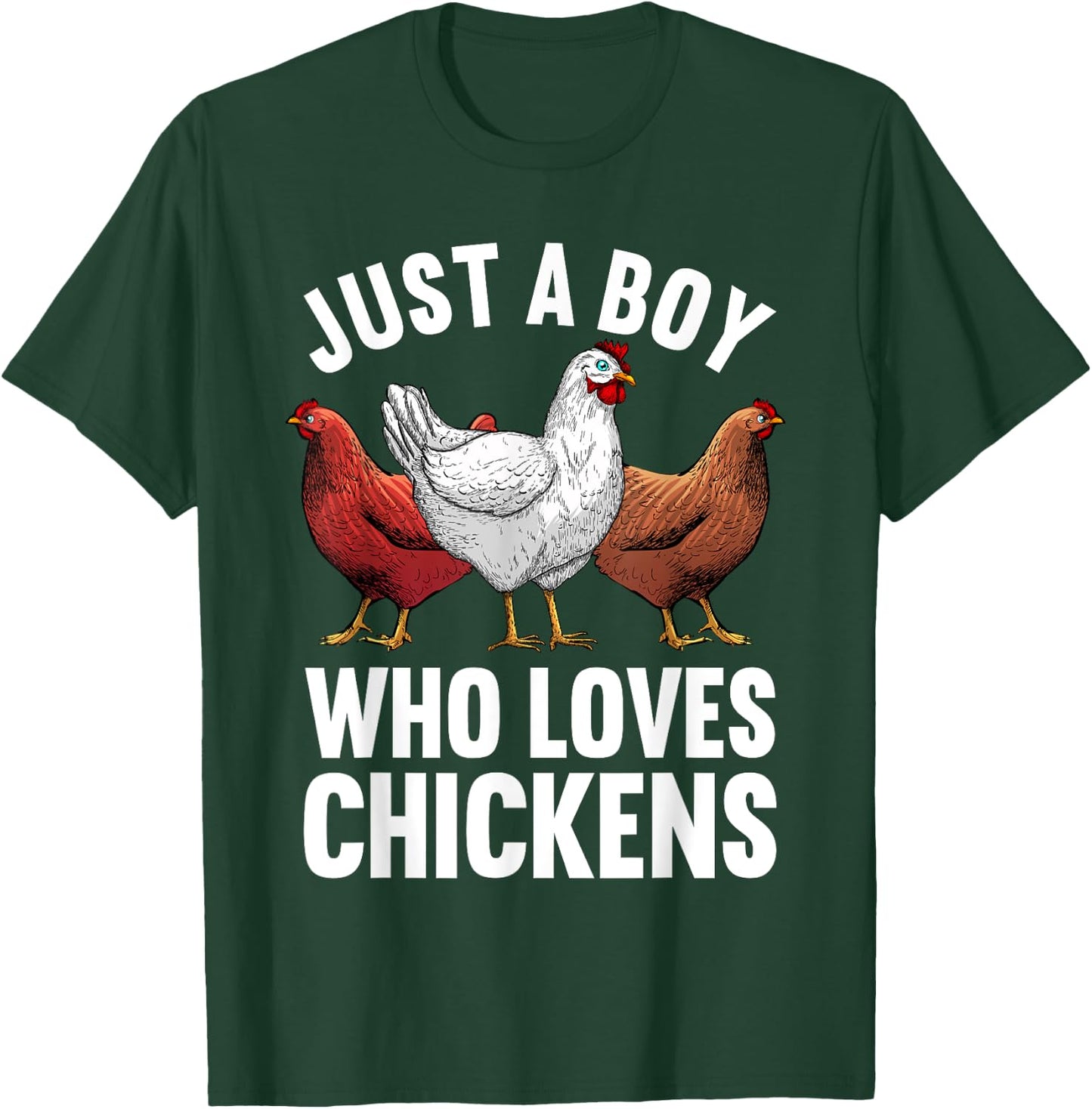Funny Chicken Art Boys Farm Animal Chicken Farmer T-Shirt - T-Shirt | Forest