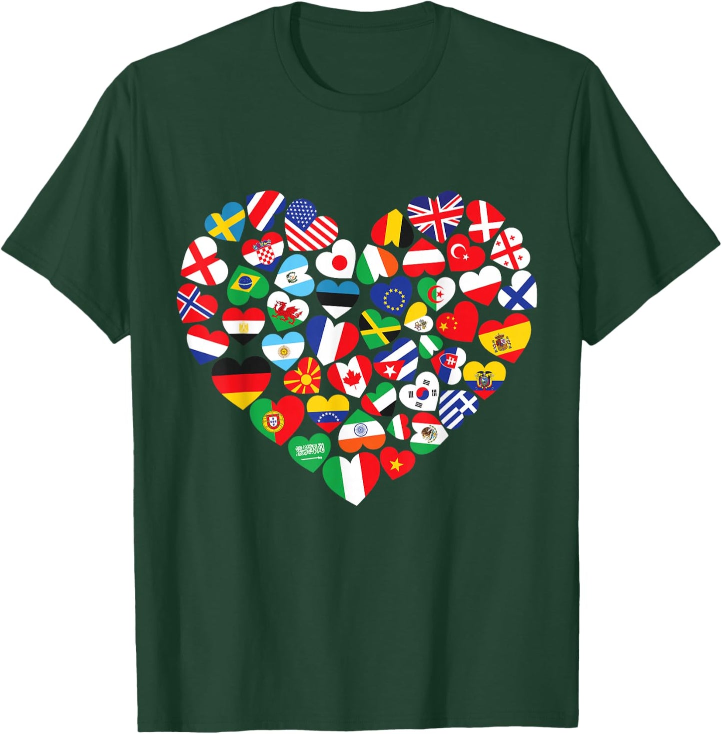 Flags of Countries of the World international flag heart T-Shirt - T-Shirt | Forest