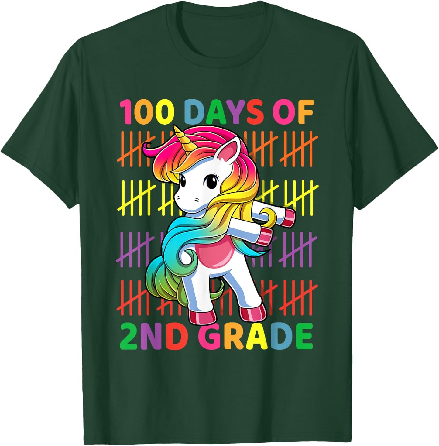 100 Days of 2nd Grade Unicorn Flossing 100th Day Of School T-Shirt - T-Shirt | Forest
