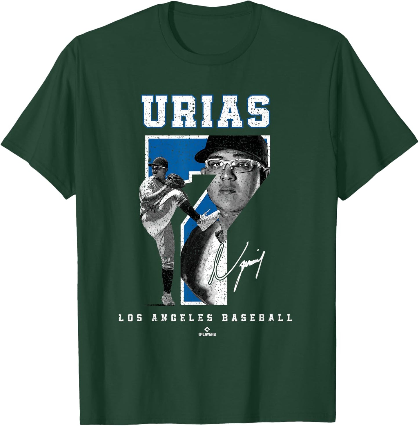Number and Portrait Julio Urias Los Angeles MLBPA T-Shirt - T-Shirt | Forest