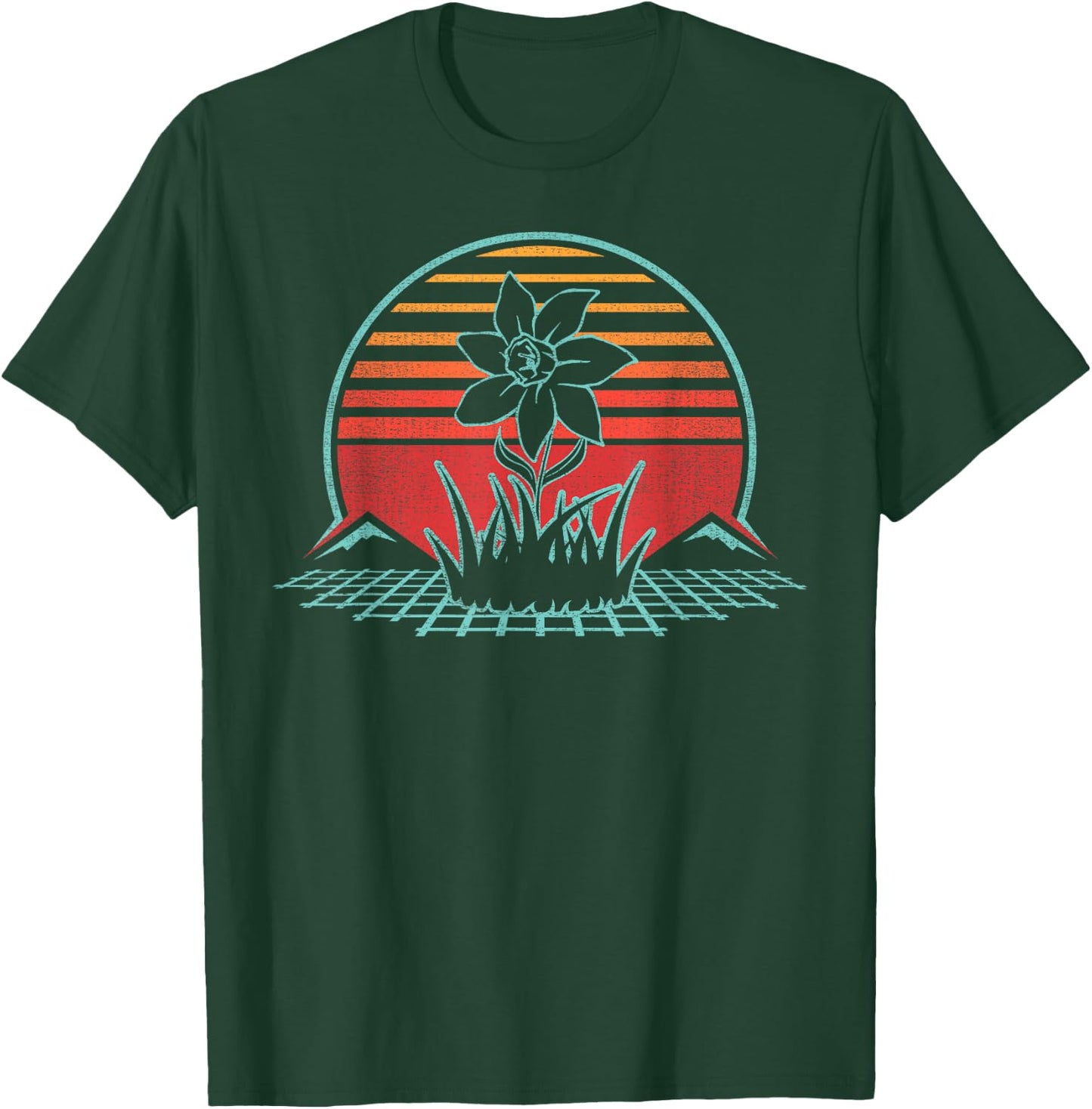 Daffodils Flower Retro Vintage 80s Style T-Shirt - T-Shirt | Forest
