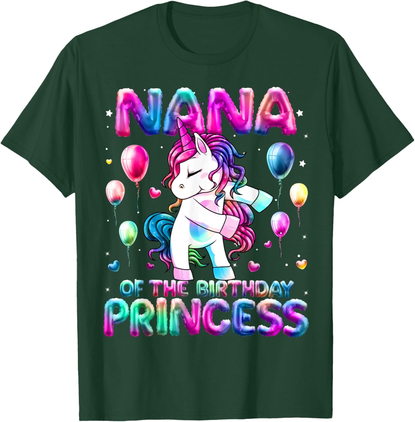Grandma of the Birthday Princess Girl Flossing Unicorn Nana T-Shirt - T-Shirt | Forest