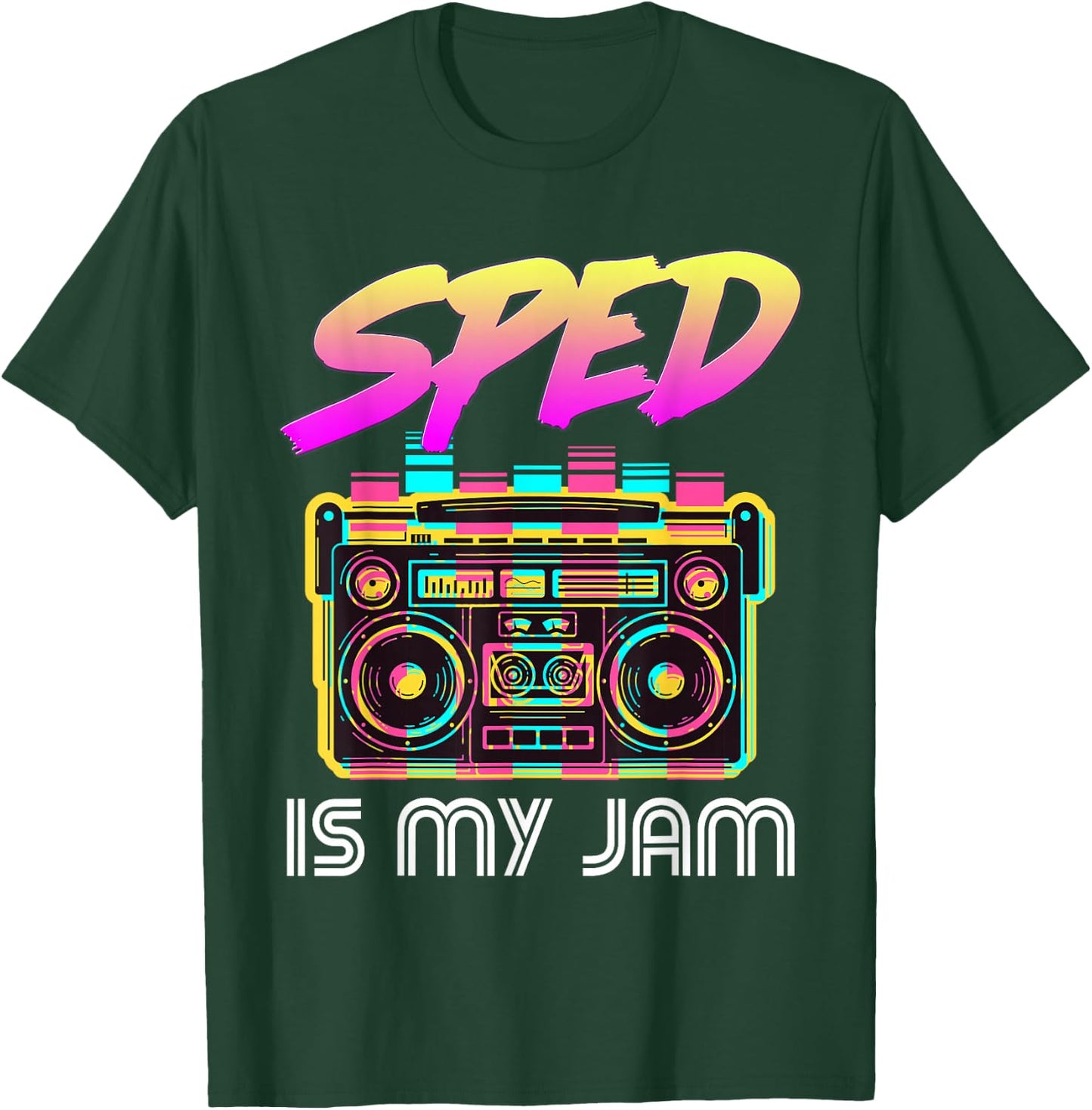 Back to School Retro SPED is My Jam 80s Teacher Boombox T-Shirt - T-Shirt | Forest