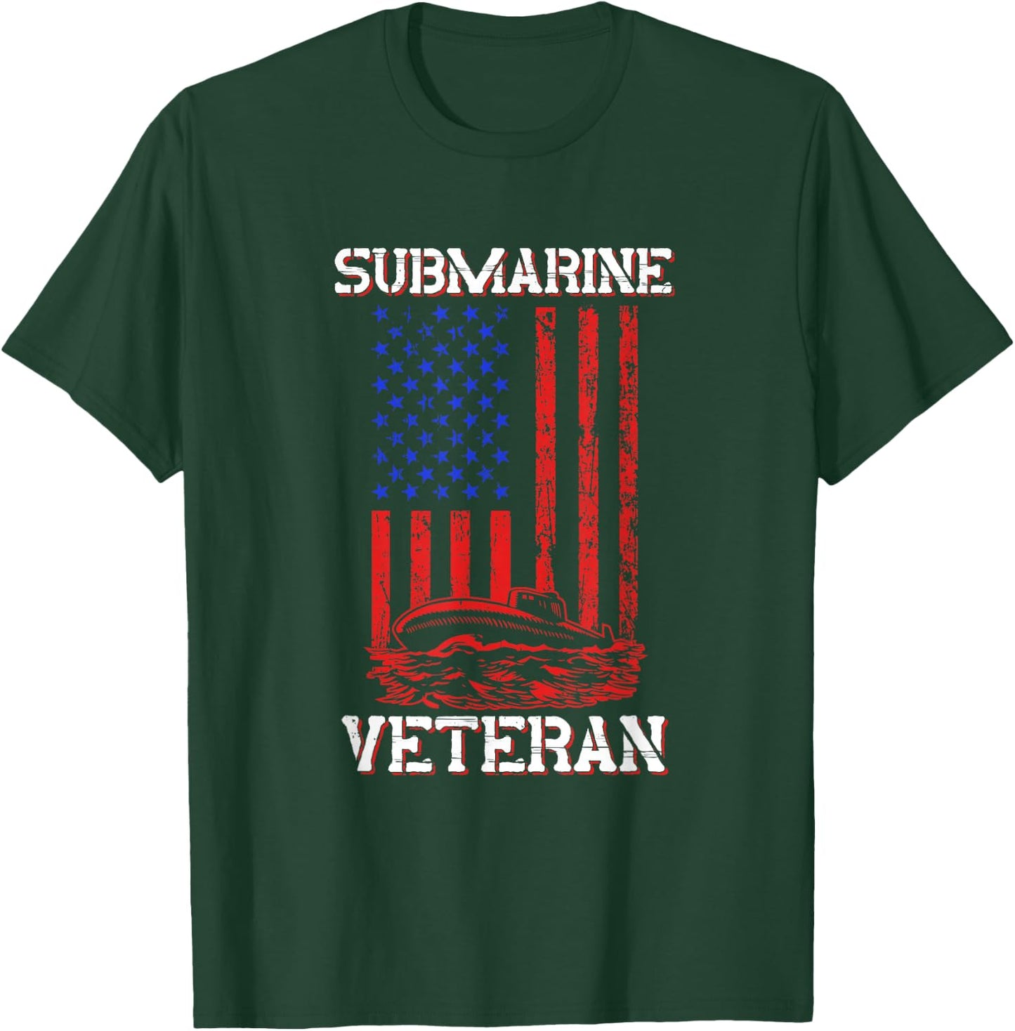 Submarine Veteran Flag Patriotic Sub Service Submariner T-Shirt - T-Shirt | Forest