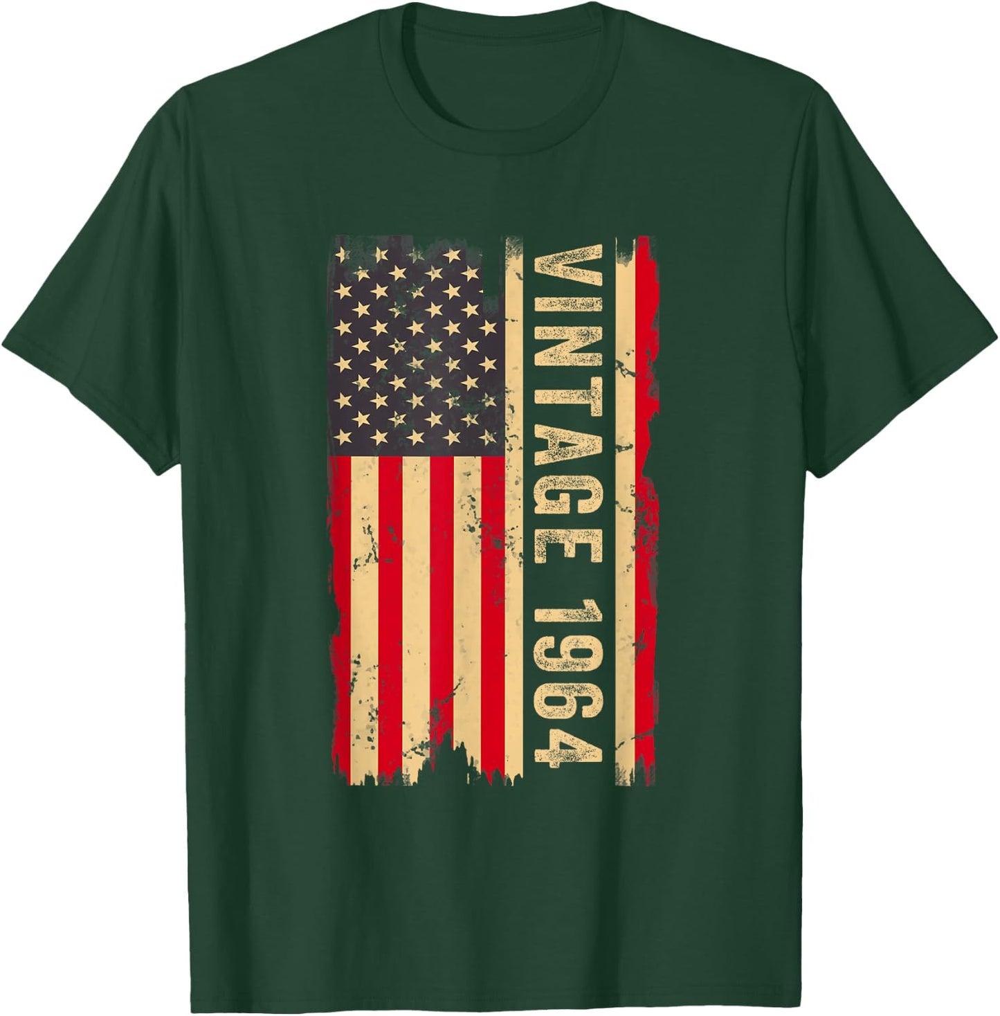 Vintage 1964 60th Birthday Gifts 60 Years Old American Flag T-Shirt - T-Shirt | Forest