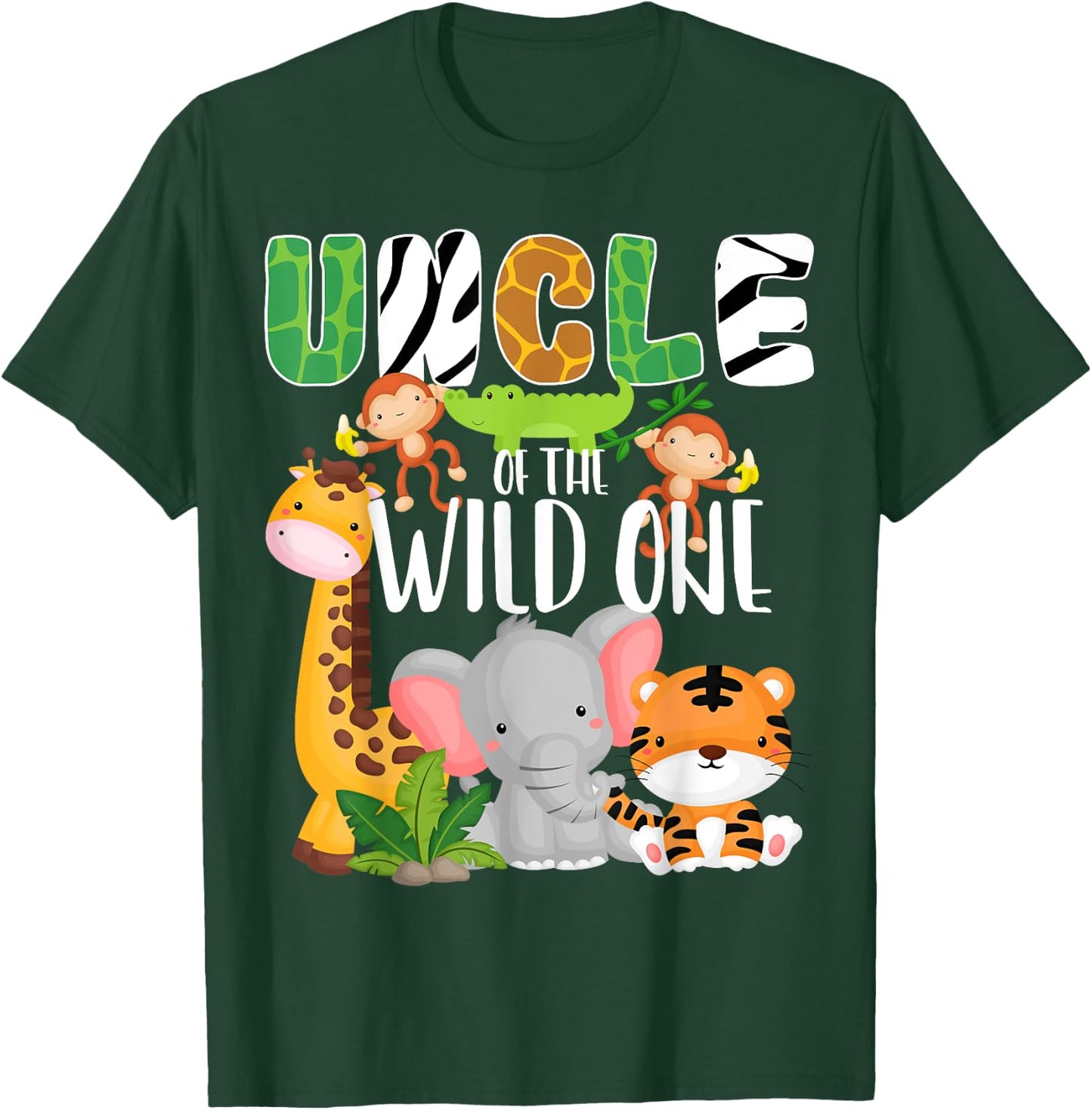 Uncle of the Wild One Zoo Theme Birthday Safari Animals T-Shirt - T-Shirt | Forest