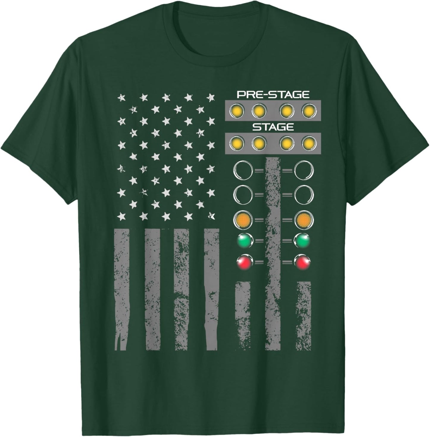 American Flag Drag Strip Auto Tree Light for Racecar Driver T-Shirt - T-Shirt | Forest