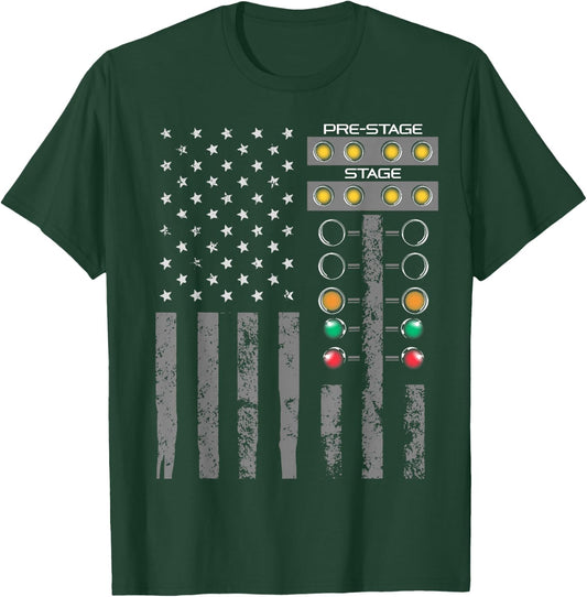 American Flag Drag Racing Strip Tree Light for Dragster T-Shirt - T-Shirt | Forest